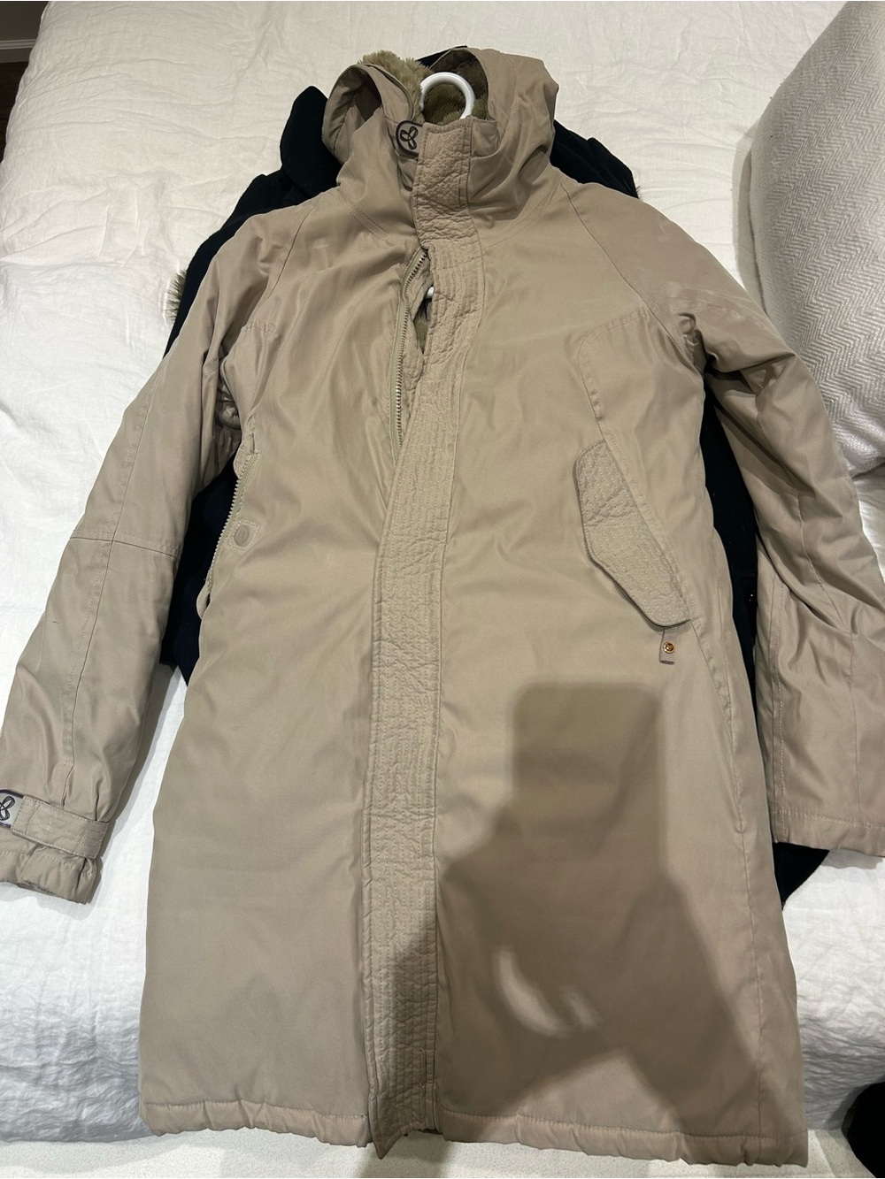 TNA Women's Beige Long Hooded Trench Coat